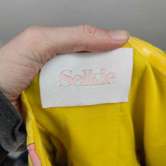 Selkie Corset Puff Dress Womens XS Yellow Pink Floral Mini Romantic Rococo Girly - Picture 7 of 10